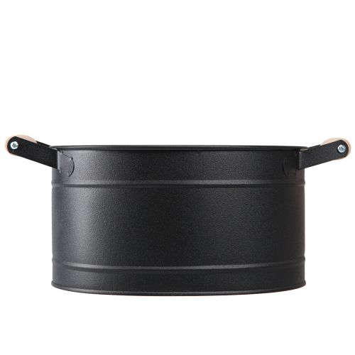 Product Flowerpot Metal Oval Handle Black Natural 34x19.5x15cm