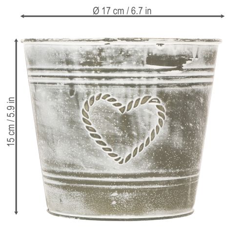 Product Shabby Chic Flower Pot, Metal Planter, Heart-Shaped, Ø17.5cm, H15.5cm