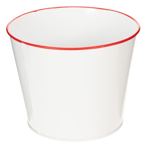 Product White flower pot with red heart, planter, Ø18cm H13.5cm