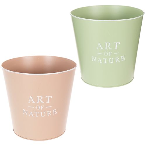 Art of Nature Round Decorative Plant Pots Pastel Green and Pink 22cm Set of 2