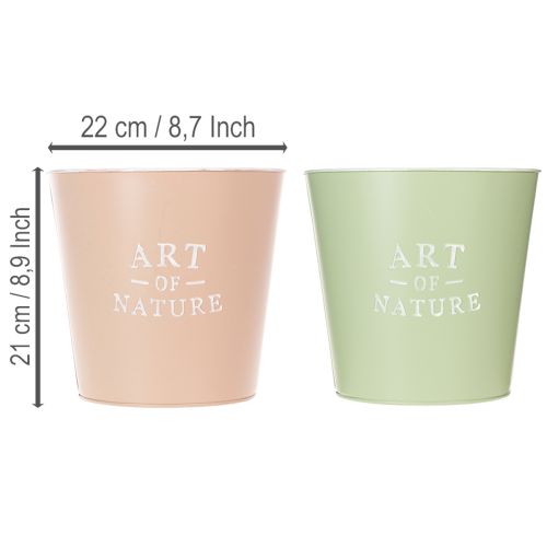 Art of Nature Round Decorative Plant Pots Pastel Green and Pink 22cm Set of 2 | Floristik24.co.uk