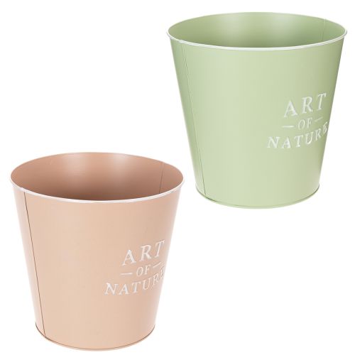 Art of Nature Round Decorative Plant Pots Pastel Green and Pink 22cm Set of 2 | Floristik24.co.uk