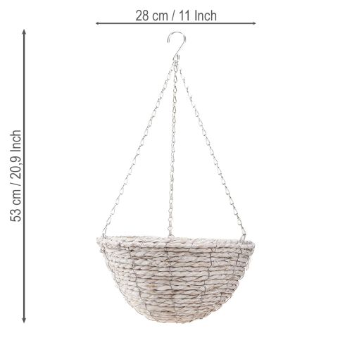 Product Flowerpot hanging straw natural white Ø28cm H15cm 2pcs