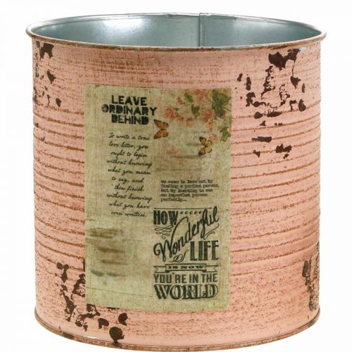 Flower pot decoration tin salmon metal plant bucket Ø15.5cm H15cm