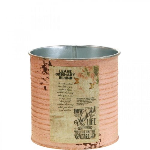 Floristik24 Flower pot decorative tin salmon metal summer decoration Ø11cm H10.5cm