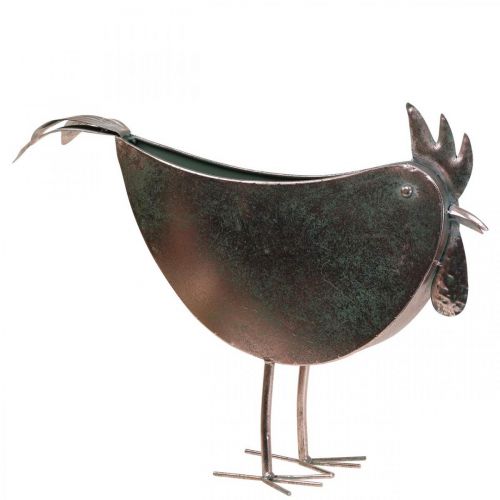 Flower Pot Chicken Metal Bird Metallic Rosé 51×16×37cm