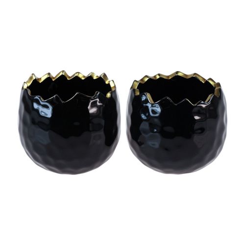 Floristik24 Flower pot ceramic egg plant pot black Ø10cm H8cm 2pcs