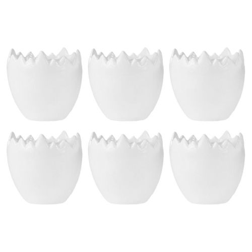 Floristik24 Flowerpot Ceramic Egg White Planter Ø8cm H8.5cm 6 pcs