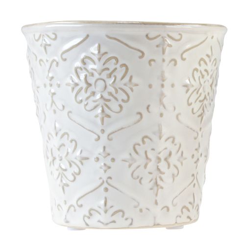 Product Flower pot ceramic planter white cream beige Ø13.5cm 2pcs