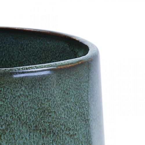 Floristik24 Flower Pot Ceramic Planter Green Hexagonal Ø18cm H15cm