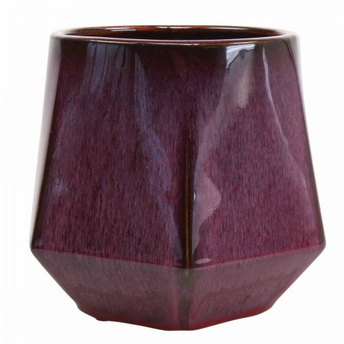 Floristik24 Flower Pot Ceramic Planter Red Hexagonal Ø18cm H15cm