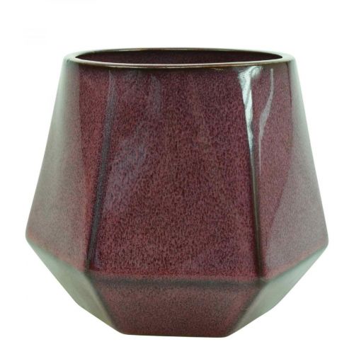 Floristik24 Flower Pot Ceramic Planter Red Hexagonal Ø14cm H12cm