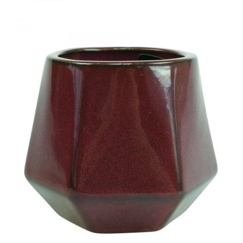 Floristik24 Flower Pot Ceramic Planter Red Hexagonal Ø10cm H9cm