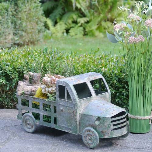 Product Flower pot truck zinc gray, green 42 × 17.5 × 19.5cm