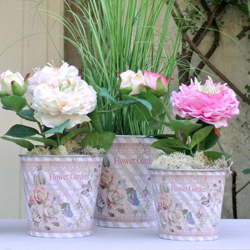 Product Flower pot metal roses summer decoration planter Ø15cm H15.5cm