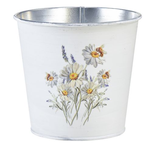 Floristik24 Flower pot metal planter white flowers 12.5cm H11.5cm