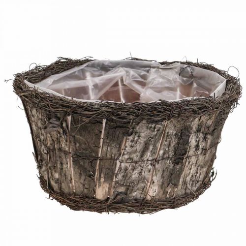 Floristik24 Flower Pot Plant Pot Round Birch Bark Vines Ø33cm H16cm