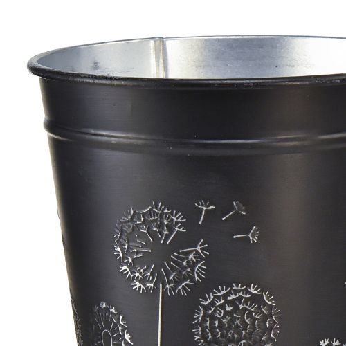 Product Flowerpot Black Silver Planter Metal Ø12.5cm H11.5cm
