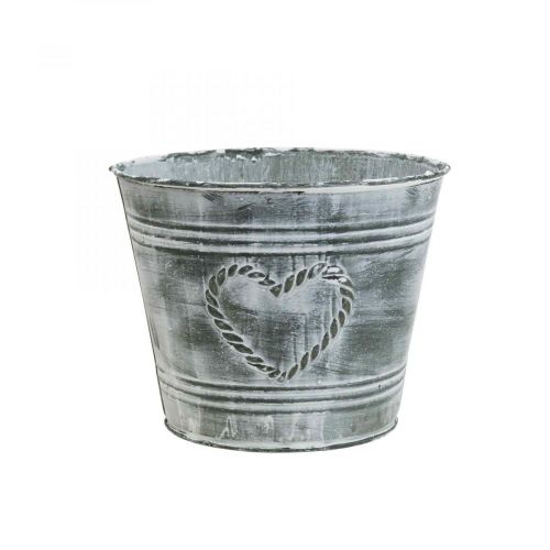 Product Flower pot shabby chic planter metal heart Ø17cm H13.5cm