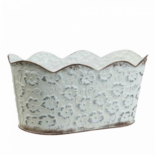 Floristik24 Plant bowl white metal cachepot plant pot 26×14×12.5cm