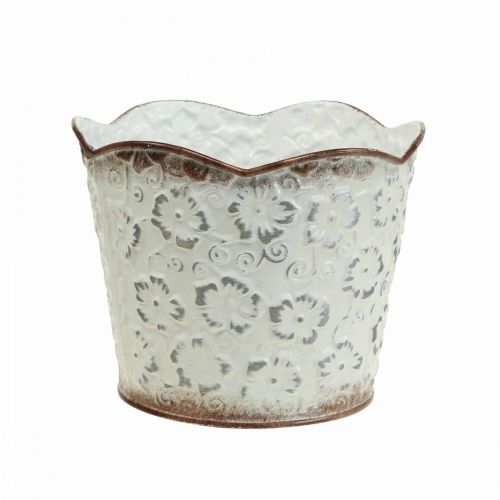 Floristik24 Flower pot white metal cachepot plant pot Ø13cm H11.5cm