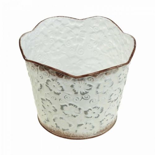 Floristik24 Flower pot white metal cachepot plant pot Ø13cm H11.5cm