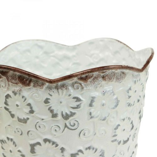 Product Flower pot white metal cachepot plant pot Ø16cm H12.5cm