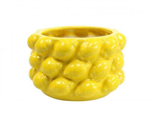 Product Flower pot lemon planter ceramic yellow Ø18.5cm H12cm