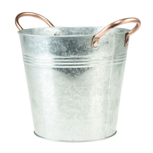 Product Flower pot with handles metal decorative bucket Ø16cm H15cm