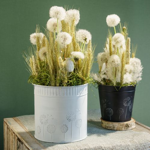 Product Flowerpot Black Silver Planter Metal Ø12.5cm H11.5cm