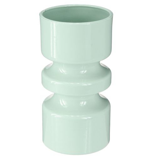 Product Flower Vase Metal in Mint Green Enamel Ø9cm H17.5cm