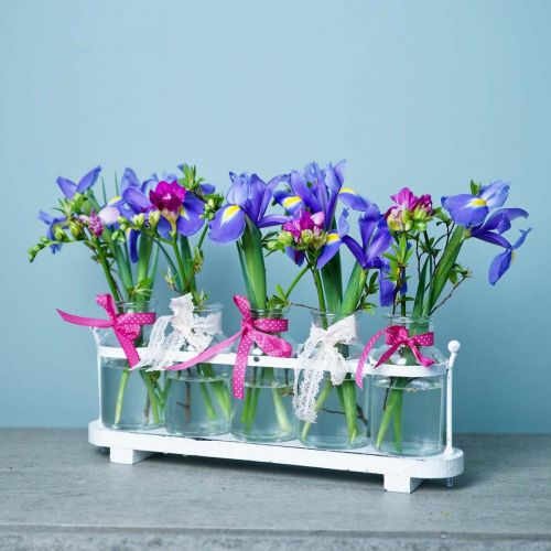Product Flower vase apothecary bottles apothecary glass decoration on tray 38cm