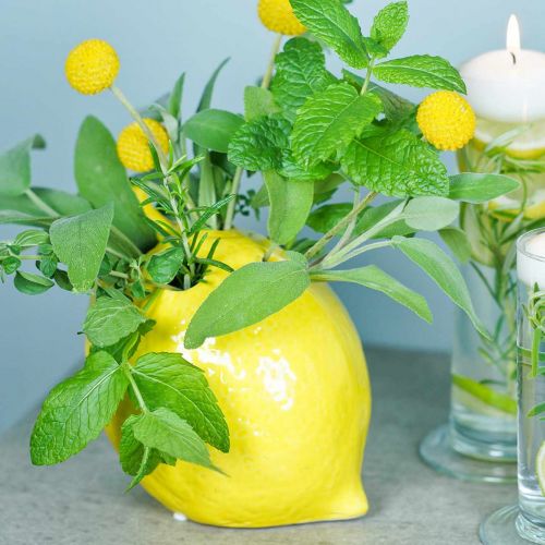 Floristik24 Flower Vase Deco Lemon Vase Ceramic Summer Decoration H11.5cm