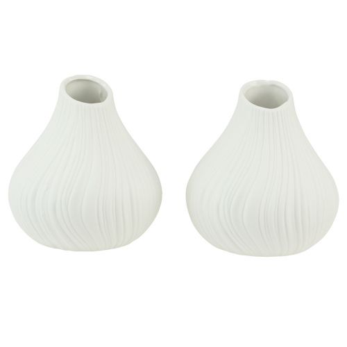 Floristik24 Flower vase ceramic onion shape white Ø13cm H13.5cm 2pcs