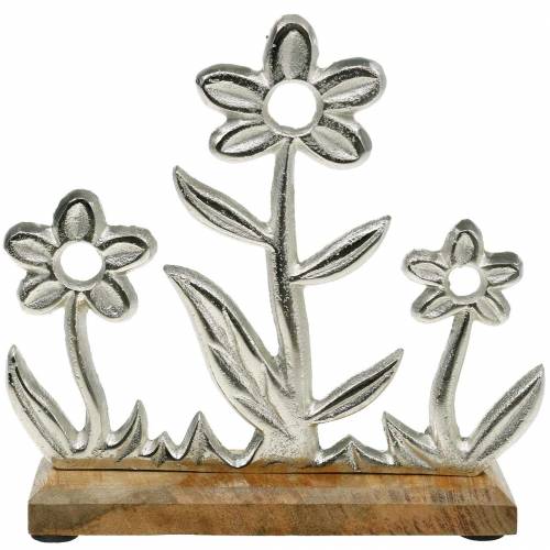 Floristik24 Spring decoration flower meadow base mango wood stand table decoration