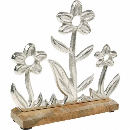 Floristik24 Spring decoration flower meadow base mango wood stand table decoration