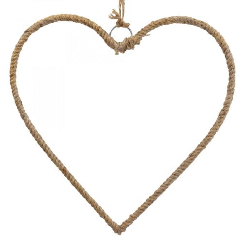 Product Boho style, heart metal ring decorative ring jute ribbon W33cm 3pcs