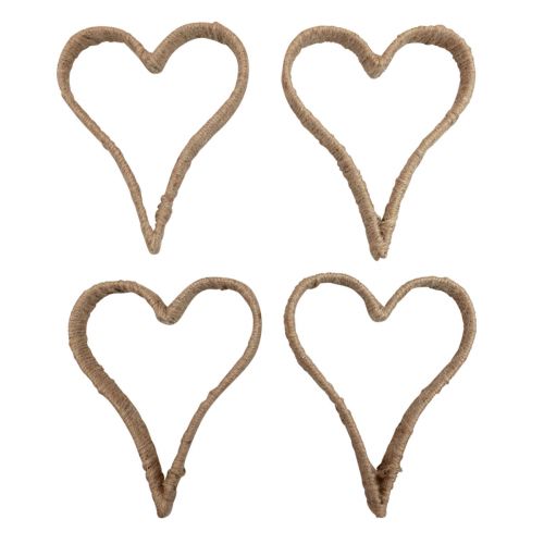 Floristik24 Boho Style, heart metal ring decorative ring jute ribbon 20cm 4pcs