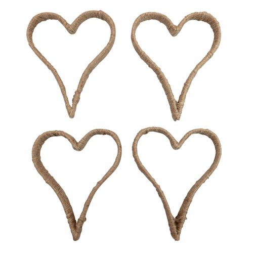 Product Boho style, heart metal ring decorative ring jute ribbon 20cm 4pcs