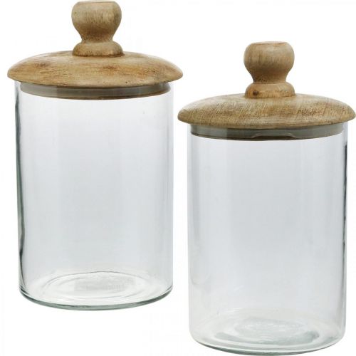 Floristik24 Glass jar with lid, bonboniere, glass jar natural color, clear Ø11cm H19cm 2pcs