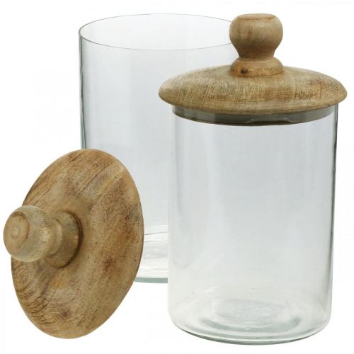 Floristik24 Glass jar with lid, bonboniere, glass jar natural color, clear Ø11cm H19cm 2pcs