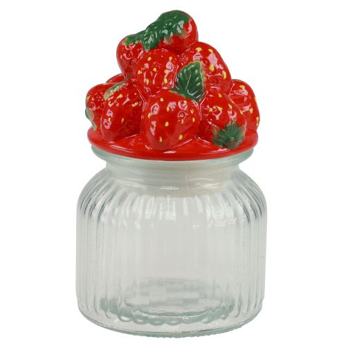 Floristik24 Candy jar with lid strawberry cookie jar Ø11cm H18cm