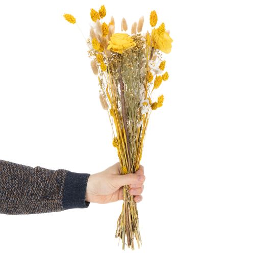 Product Dried flower bouquet with roses made of Sola wood. Elegant bouquet for natural home decoration. 50cm