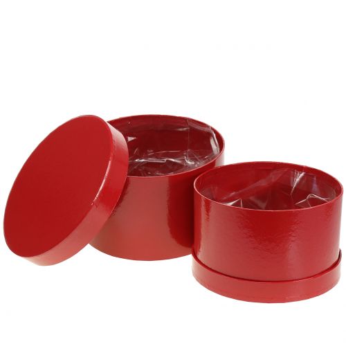 Flower box red shiny Ø18/20cm 2pcs