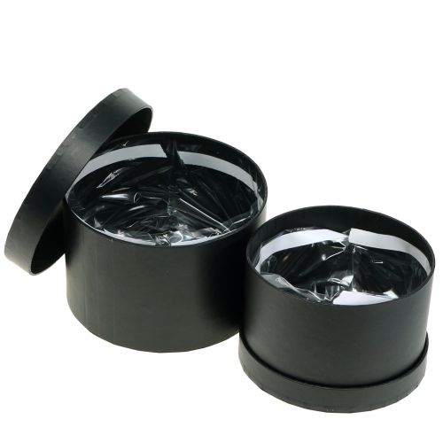 Floristik24 Flowerbox round black Ø14cm - 16cm 2pcs