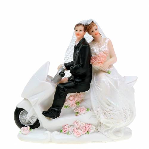 Floristik24 Bridal couple figure on motorcycle 12cm