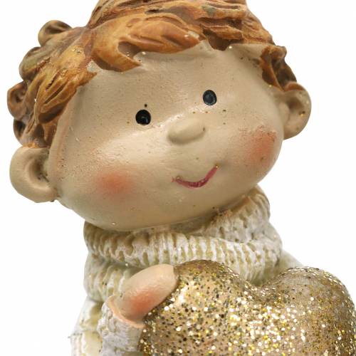 Product Decorative figures little brother and sister gold, glitter 10 / 6.5cm set of 2