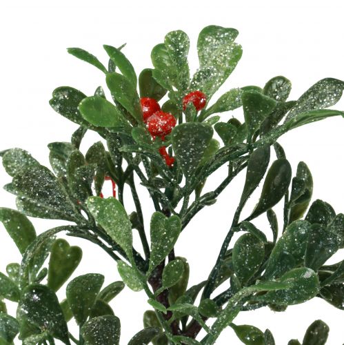 Product Artificial Branch Winter Green Red Berries Glitter Frost 36cm