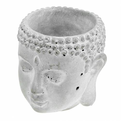 Floristik24 Buddha head for planting concrete gray, white washed Ø8 H8cm