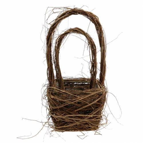 Decorative wicker basket with handle Easter basket brown H36.5cm H45cm set of 2